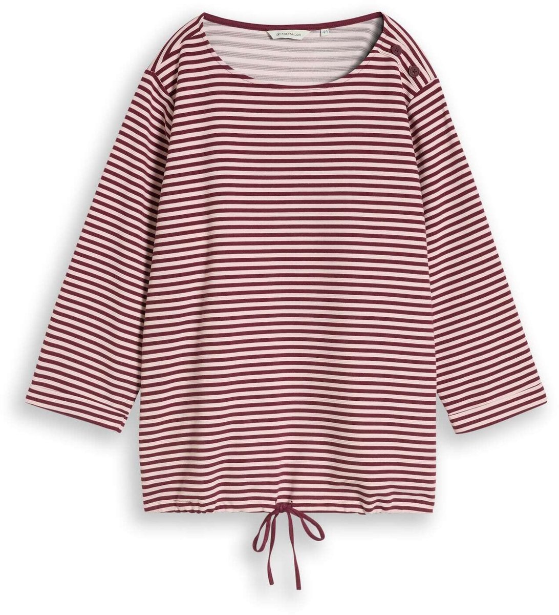 Tom Tailor - Plus Size - T-shirt met lange mouwen en knoopdetails - Maat 50 - light pink preppy plum stripe