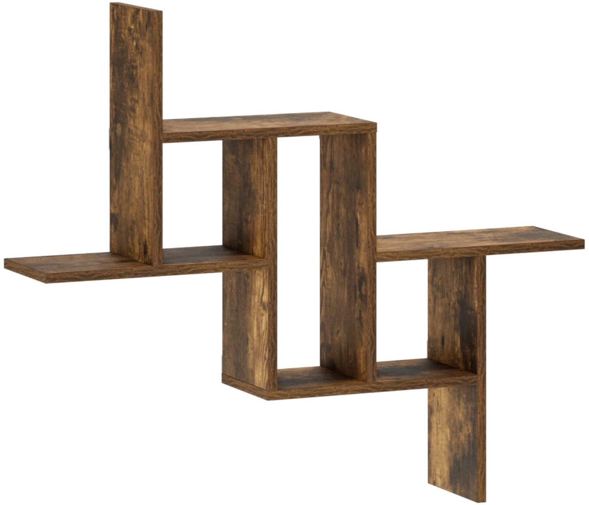 vidaXL Wandplank - Gerookt - eiken - 87 - x - 17 - x - 75 - cm - Bewerkt - hout