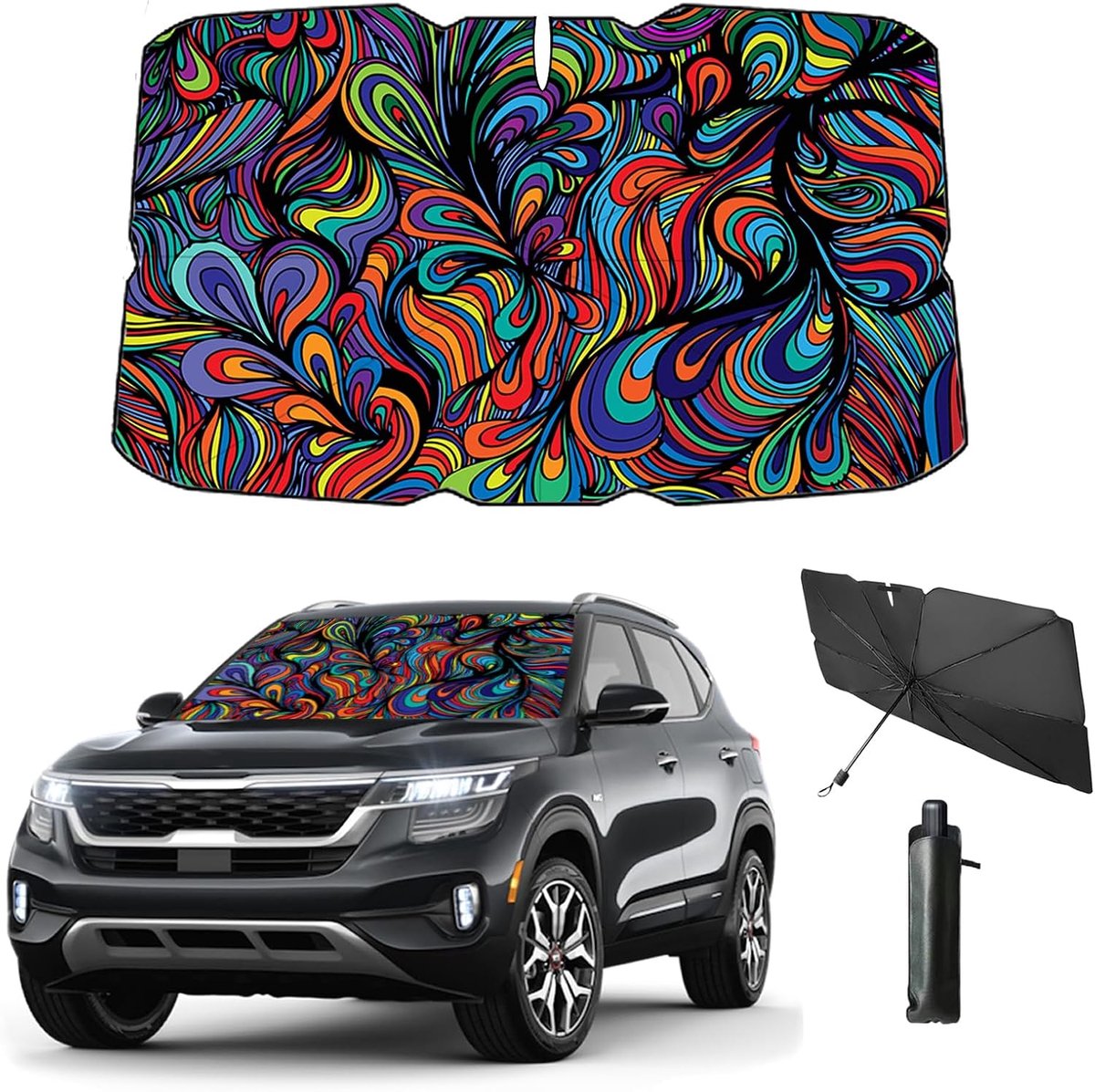 Voorruit, grappige zomeraccessoires voor auto, beschermt het interieur van de auto tegen zon, uv-stralen en hitte, 144 x 78 cm