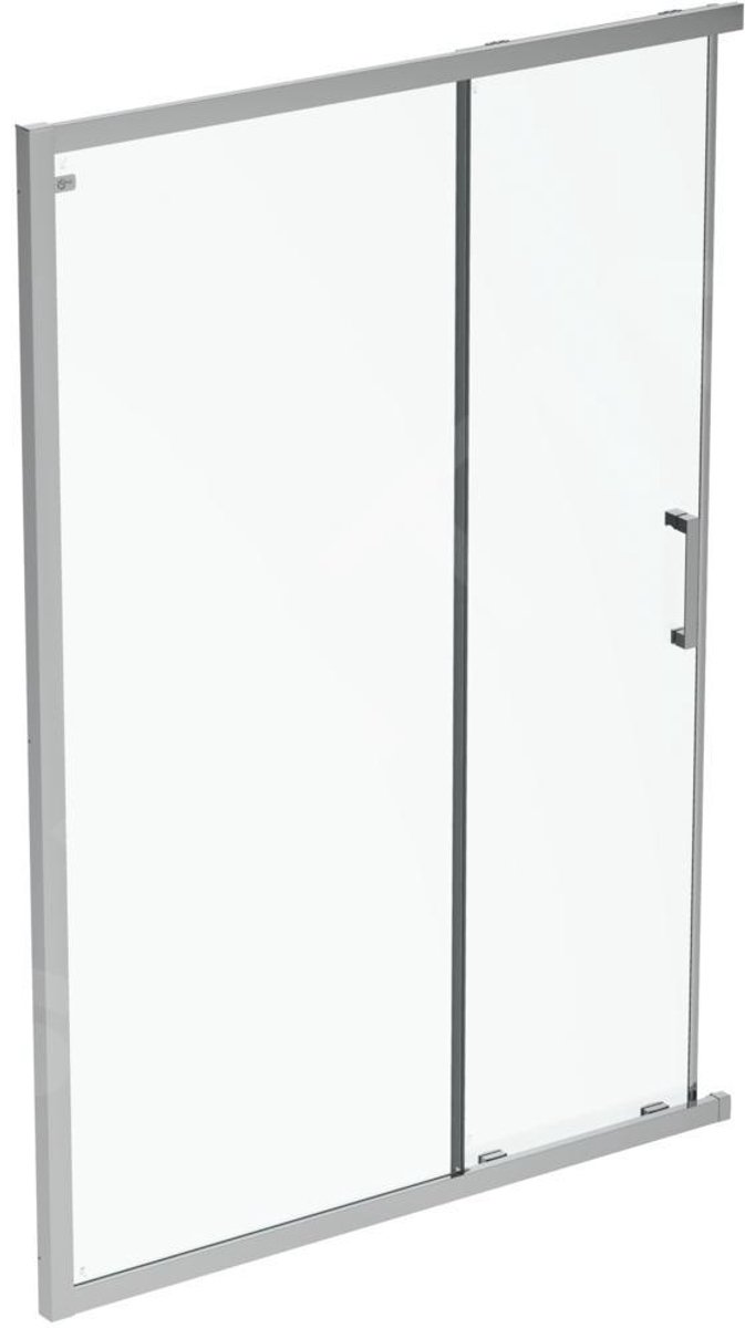Schuifdeur, 2-delig, 850 mm, silver bright/helder glas
