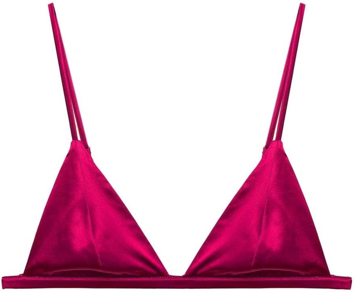 Zijden Satijn Driehoek Bralette Soft Cup Draadloze BH Glad en Comfortabel Draad BH Top