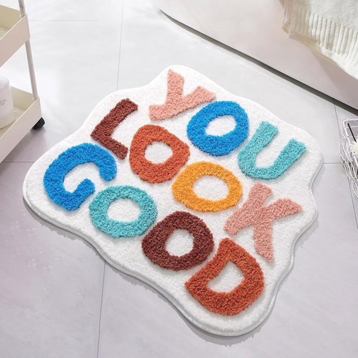 Witte Badmat voor Badkamer - Schattig en Grappig Antislip Douchetapijt 63,5 x 53,3 cm