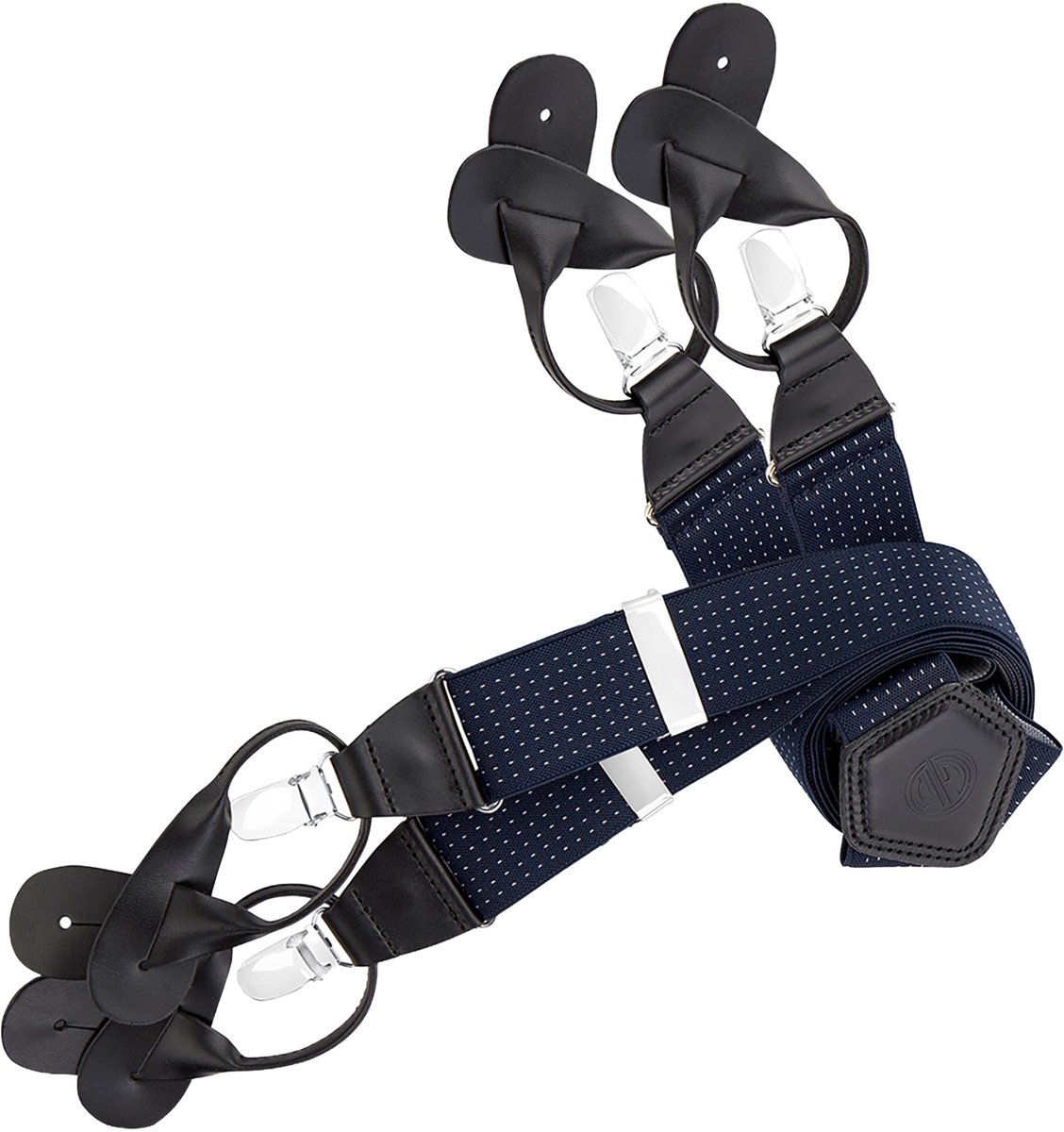LINDENMANN heren bretels met clips en leren bandjes Y-vorm - wit