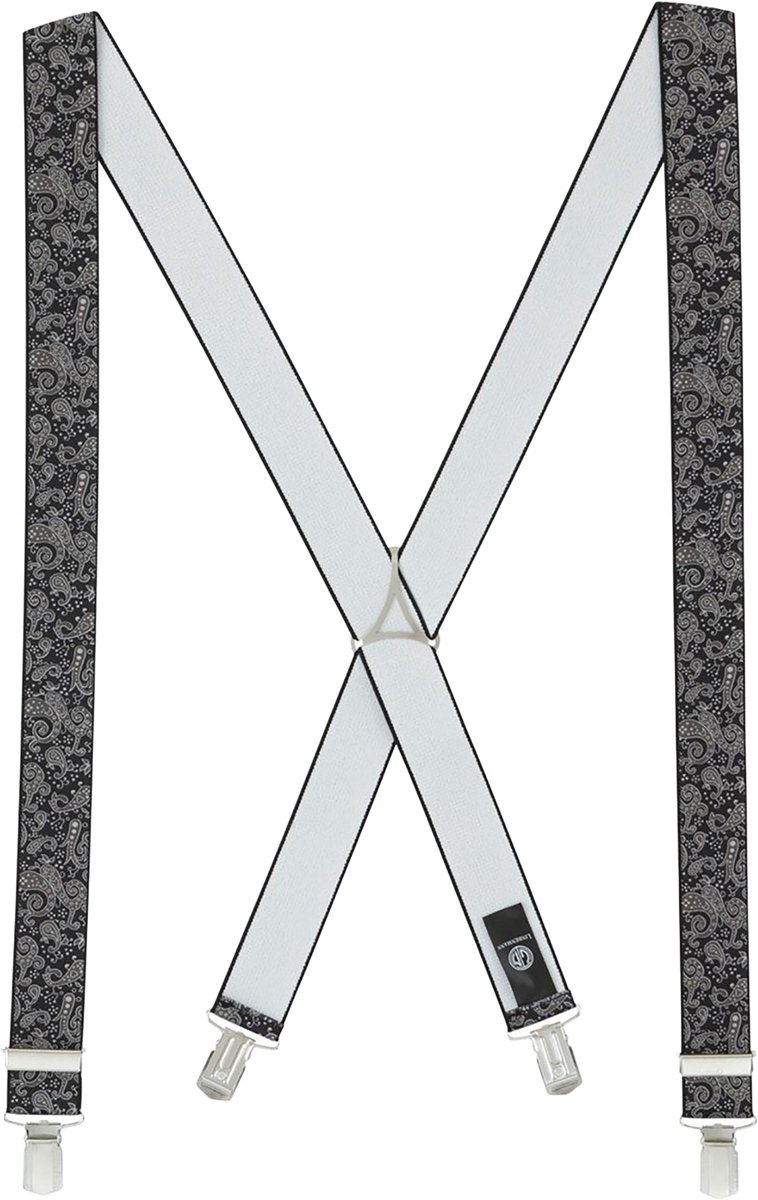 LINDENMANN heren bretels X-vorm - zwart paisley