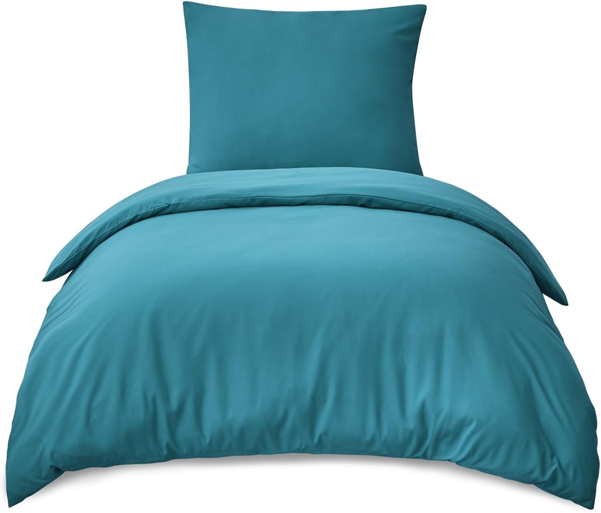 RUIKASI beddengoed 155 x 220 cm, 2-delig turquoise dekbedovertrek, 155 x 220 cm, dekbedovertrekset met kussensloop 155 - ShopVlot