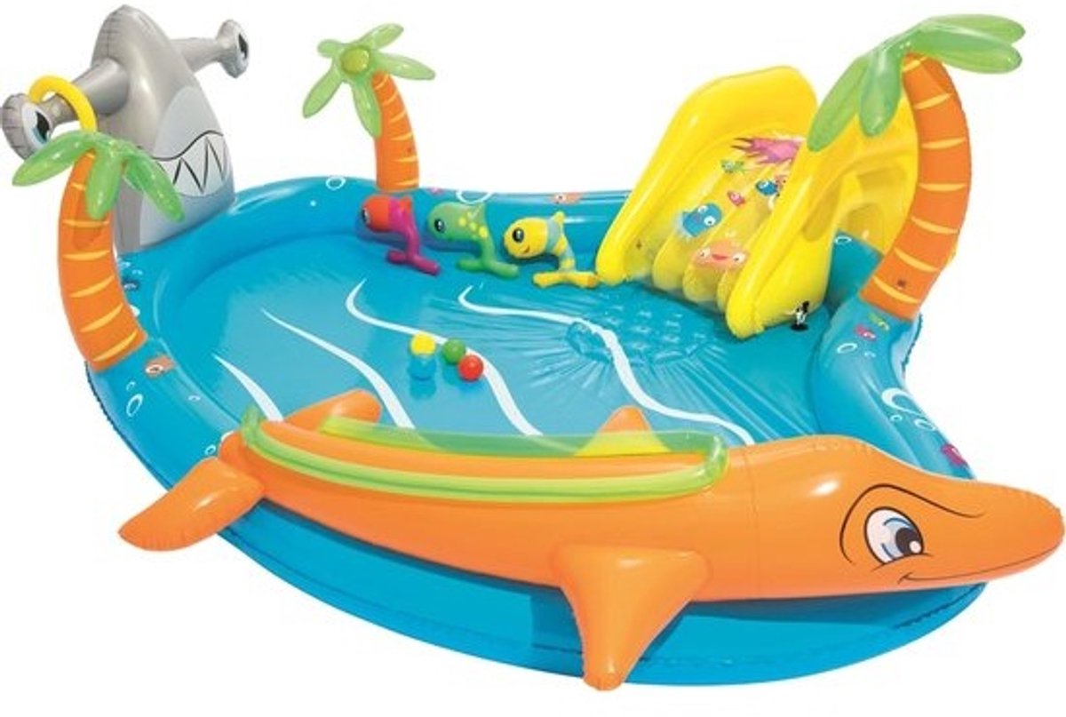 Kinderzwembad met Glijbaan - Waterspeelcentrum Zuidzee 280 x 257 x 87 cm - Ideaal voor zomerpret in de tuin