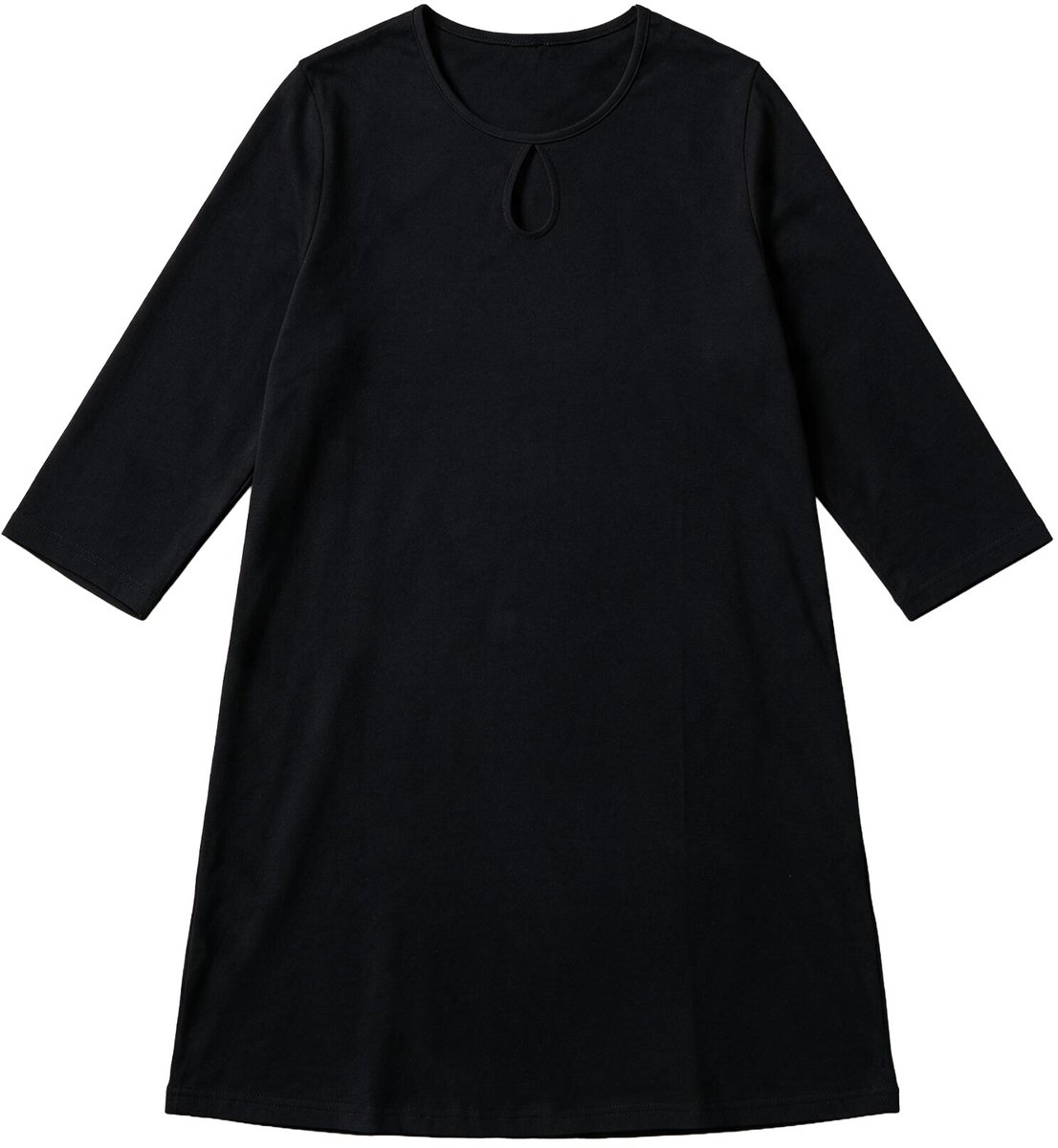 Ulla Popken - Dames - Longshirt A-lijn ronde hals 3/4-mouwen - Zwart - Maat 58+
