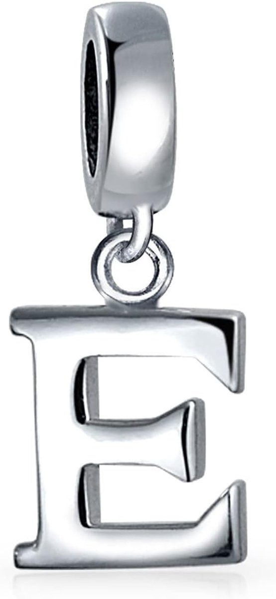 Gift Dangle Block Letter A-Z Alfabet Initial Charm Bead Voor Vrouwen Voor Tiener Solid .925 Sterling Zilver Past Europese Armband, Eén maat, Sterling zilver Zilver, andere