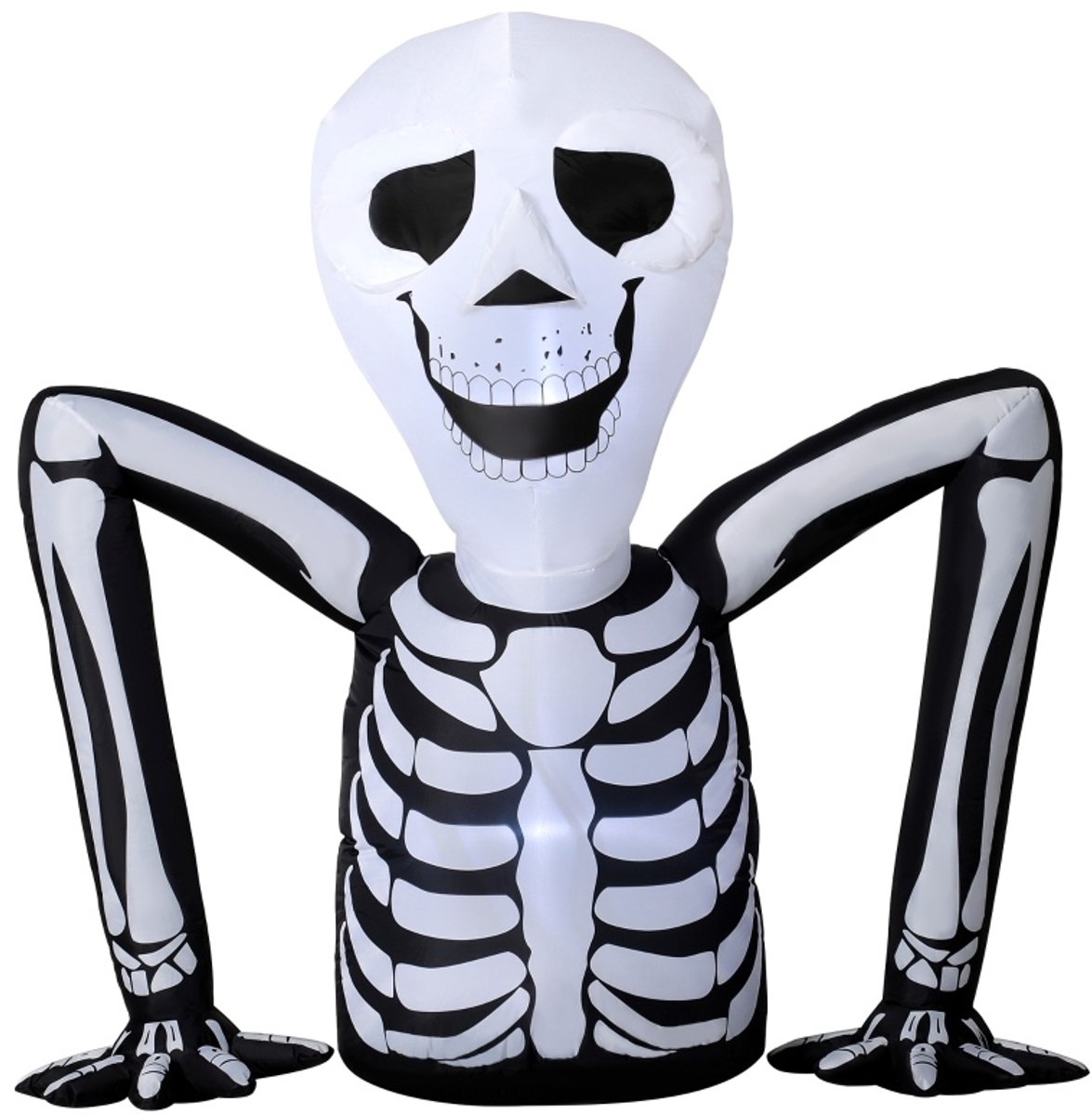 MIVRAY Decoratief Beeld – Opblaasbaar Skelet – 153 bij 53 bij 142 cm – Polyester – Zwart en Wit – Halloween Buiten- en Binnendecoratie – LED