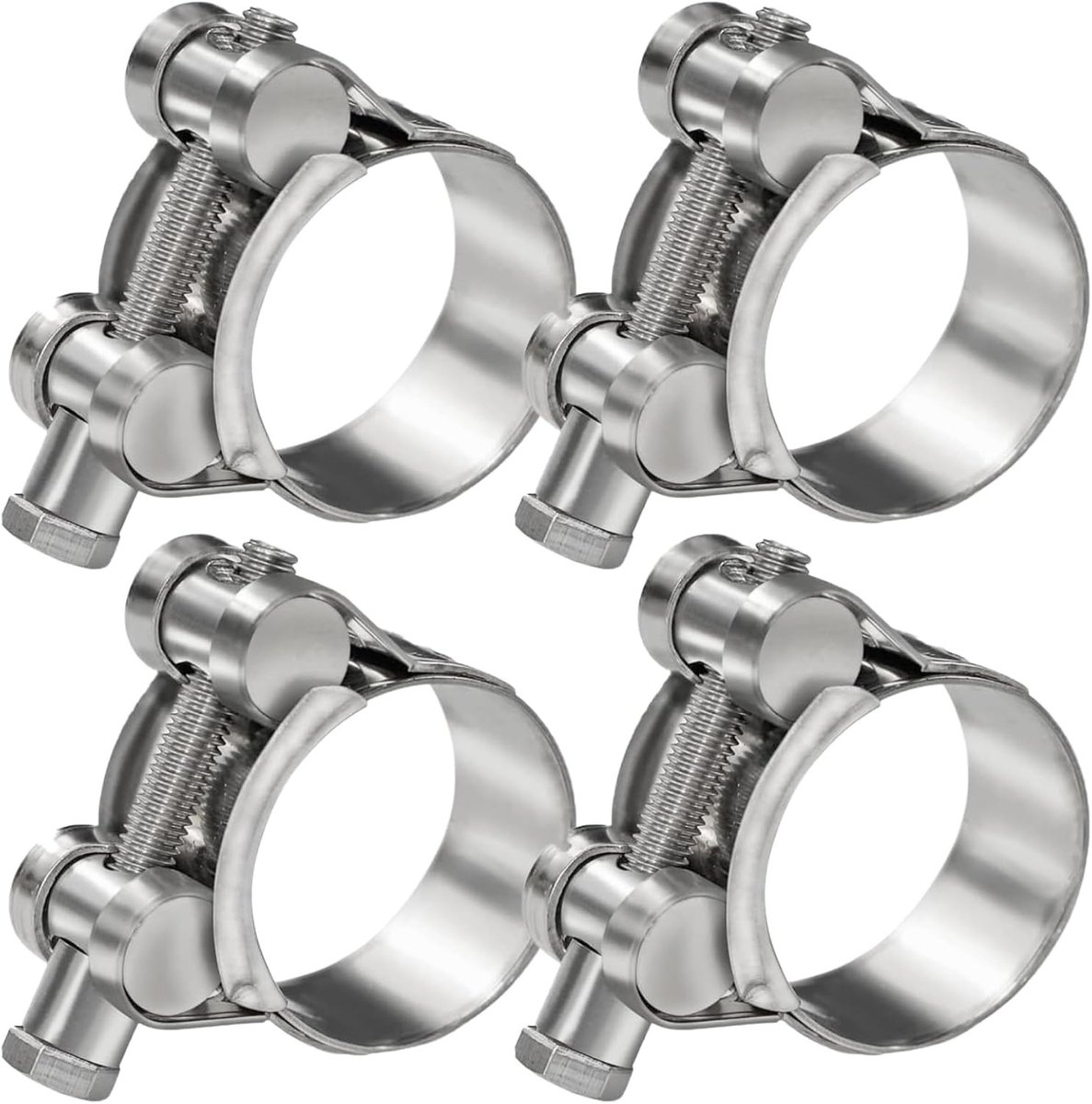 Set van 4 RVS Slangklemmen met Hinge Bolt voor Uitlaat - Klemmen voor Slangen met een Diameter van 48-51mm