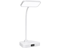 Oplaadbare LED Bureaulamp - Draadloos - Flexibele Arm - Dimbaar - 3 Lichtkleuren - USB Acc