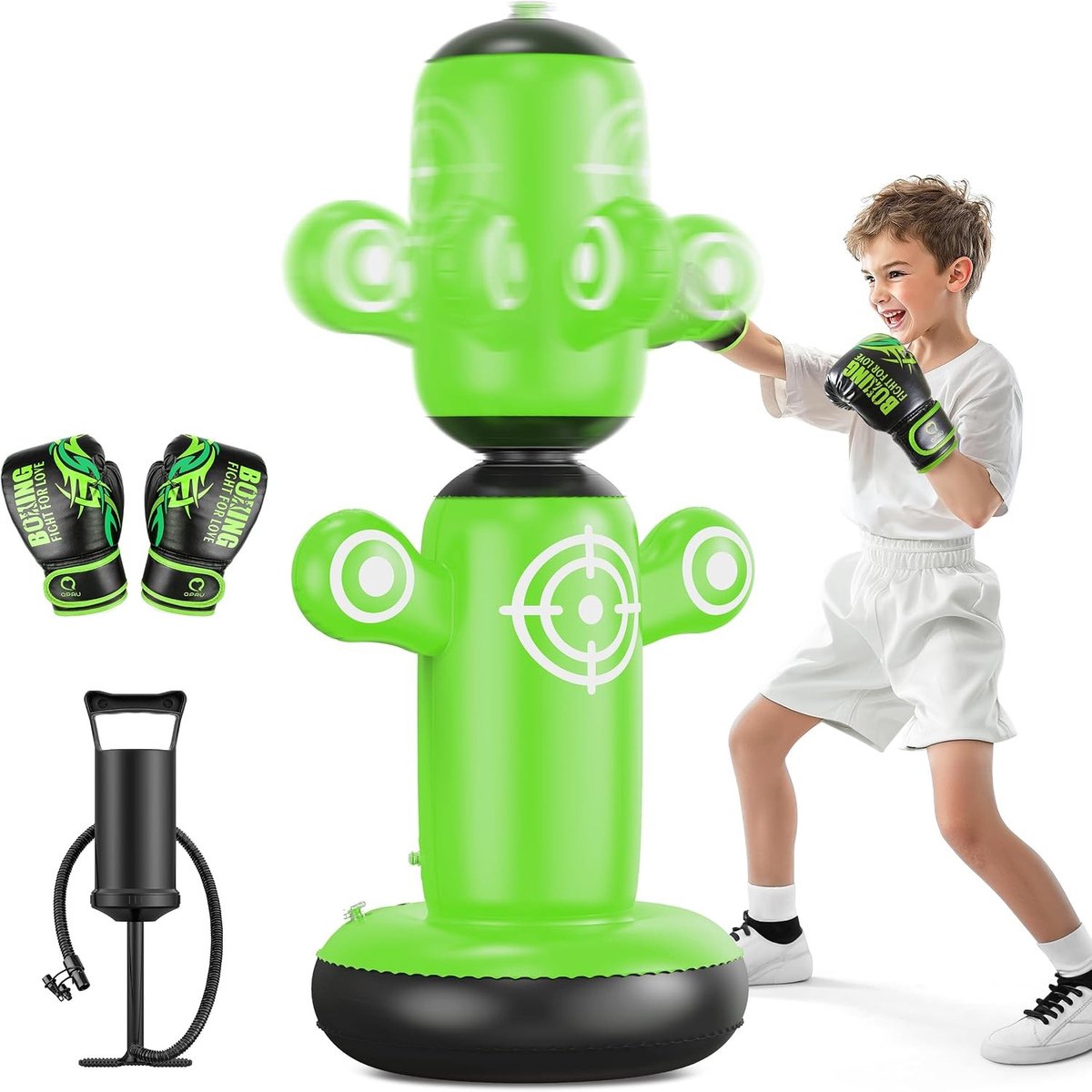 Boksbal standaard - Groen - 162,6 cm - Opblaasbare Bokszak voor Kinderen - Voor Karate en Taekwondo Training