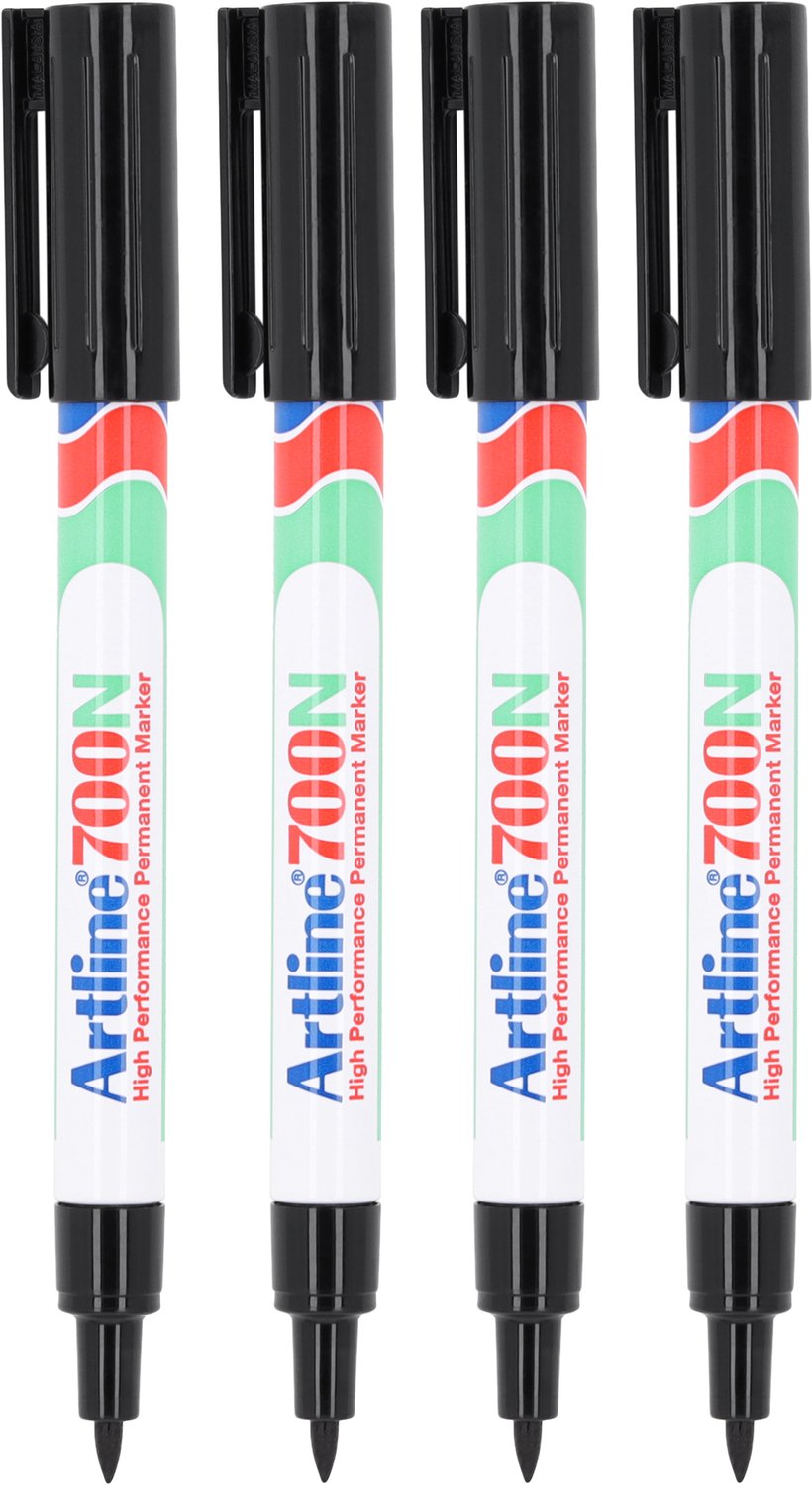 Artline 700 NEAT Permanent Markers - Set van 4 markers - Met een kogelpunt van 0,7mm - Zwart