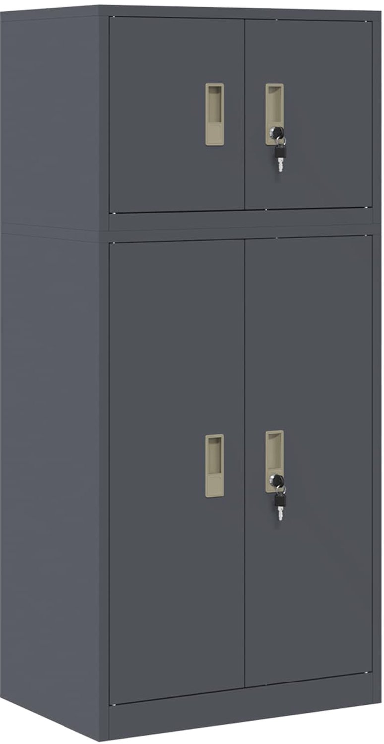 vidaXL Opbergkast - 2 - st - Antraciet - 60 - x - 40 - x - 130 - cm - Staal - Vergrendelbaar