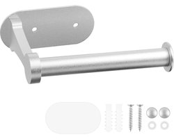 Zelfklevende Toiletrolhouder - Geen Boren - Zilver Aluminium
