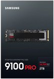 Verpakking van de Samsung 9100 PRO 2TB PCIe 5.0 NVMe M.2 SSD met productnaam en technische specificaties.