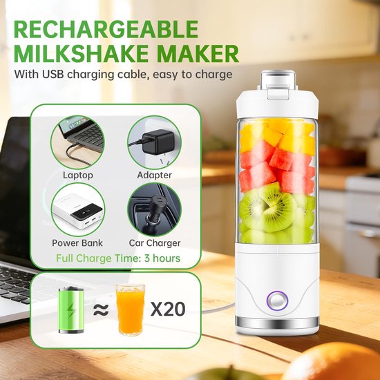 Draagbare Mixer 650ml met Afneembare Container — afbeelding 4