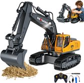 RC Graafmachine Speelgoed - Bouwspeelgoed Voor Kinderen - Kraan met Afstandsbediening - 11 Kanalen - 350° Draaibare Cabine - Alle Terreinen - Stevig & Veilig - Binnen & Buiten - Voor Kinderen van 3-8 Jaar