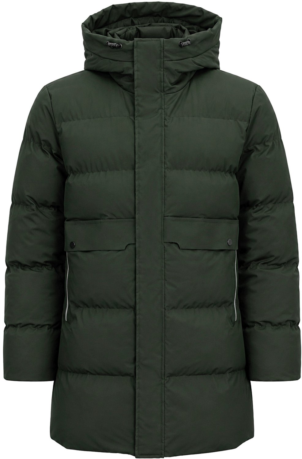 ALLTHEMEN Heren Gewatteerde Winterjas met Capuchon Winddicht Reflecterende Rits Donkergroen