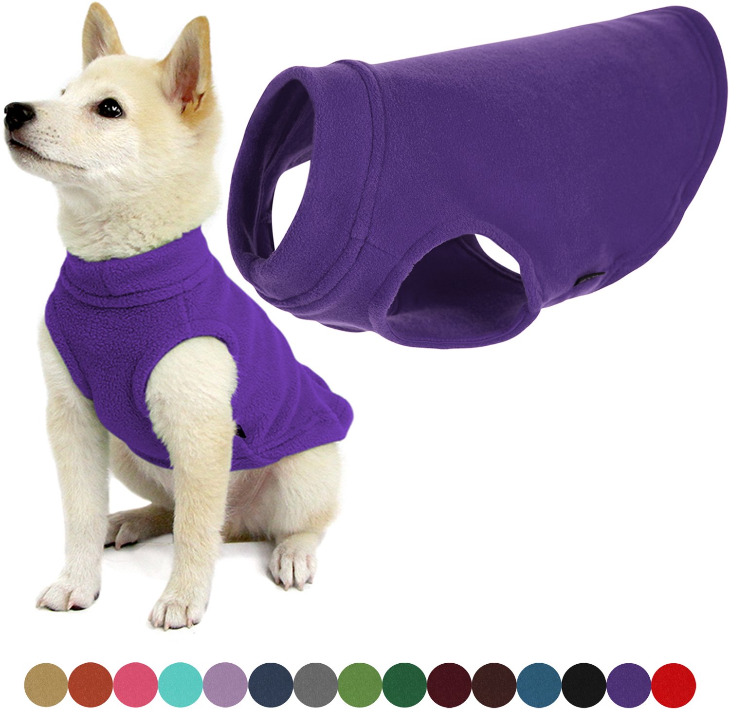Gooby Stretch Fleece Vest Hondenjas - Warme hondentrui voor kleine honden - Violet - Medium