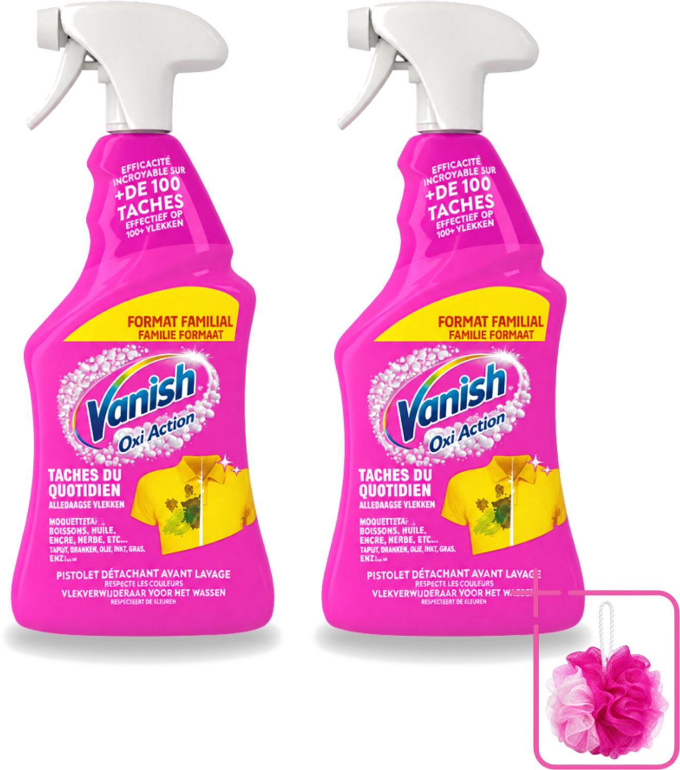 2 x Vanish – Vlekverwijderaar Spray – Oxi Action 4-in-1 – 940 ml - Bulkverpakking - Vlekverwijderaar - Douchemop - Wasmiddel
