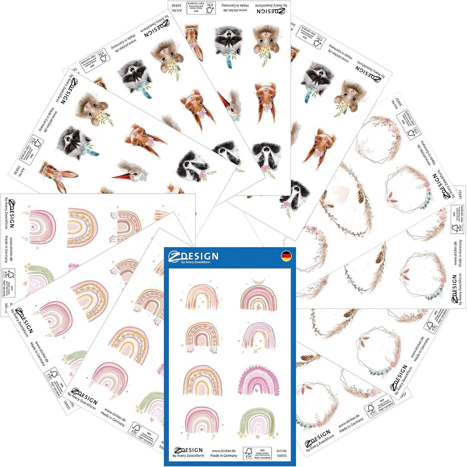 Avery Zweckform Aquarel Stickers - 88 Stuks, Multi-Kleur