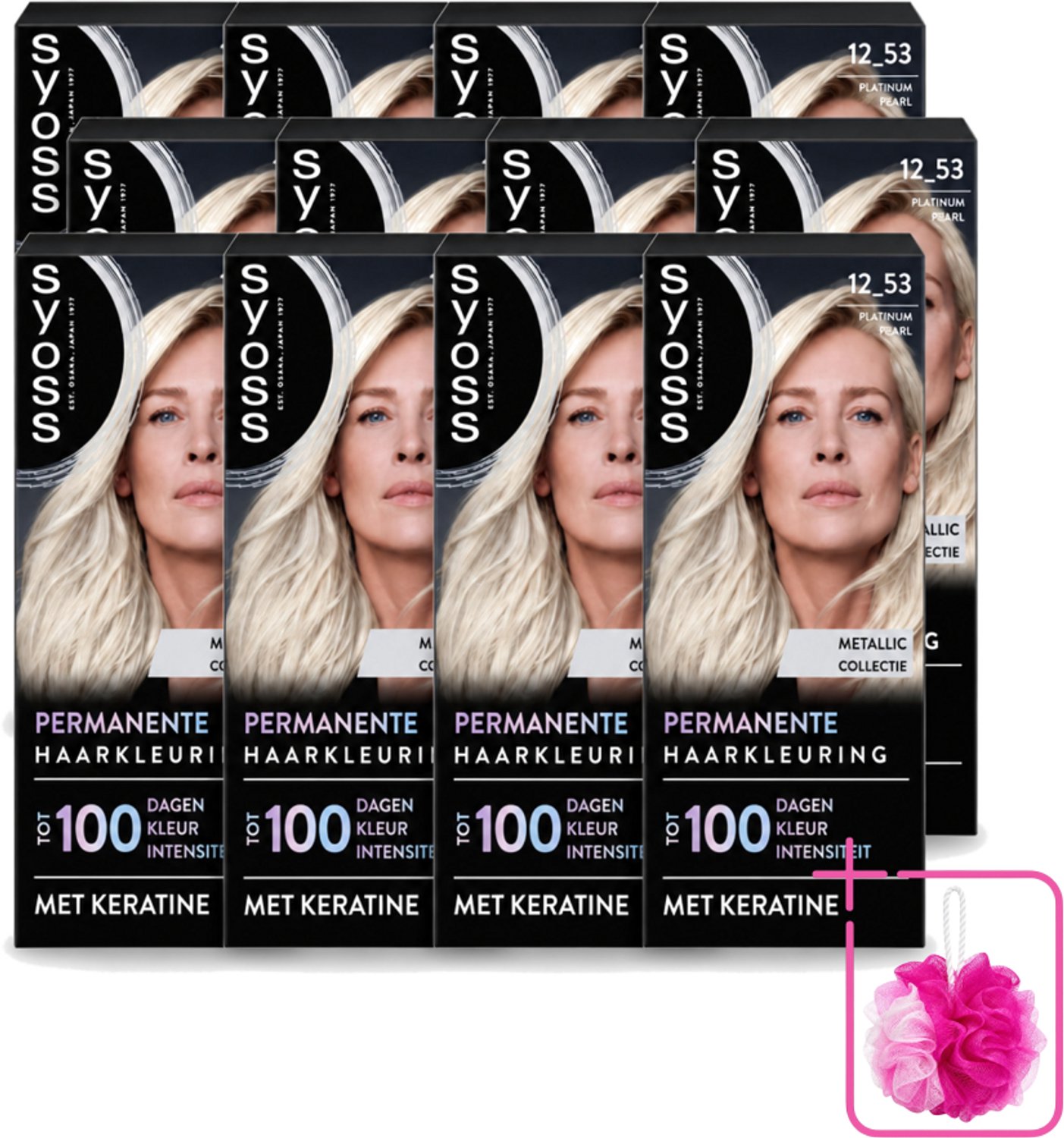 12 x SYOSS - Coloration 12-53 Platinum Pearl - Haarverf - Grijsdekking - Vermindert Haarbreuk - Bulkverpakking - Haarkleur - Douchemop - Grijsdekking