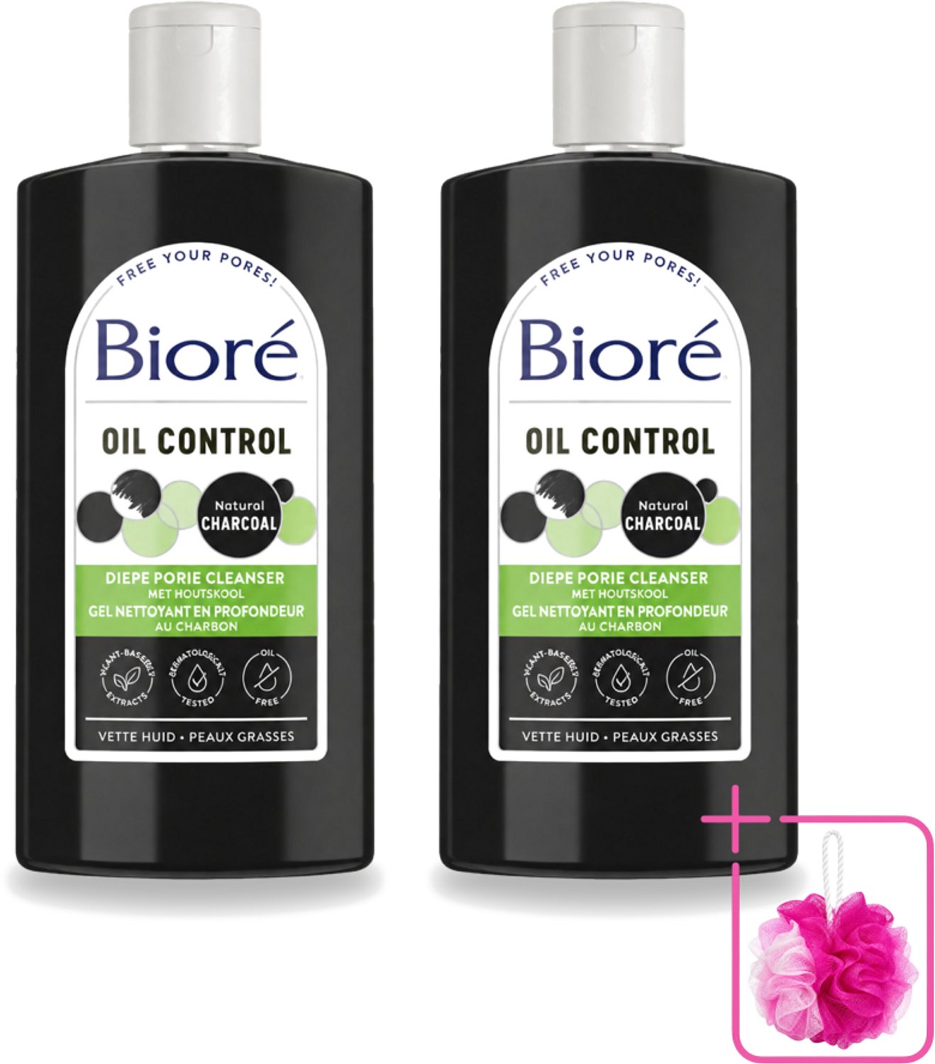 2 x Bioré – Houtskool Reinigingsgel – Gezichtsreiniger – 200 ml - Bulkverpakking - Gezichtsreiniger - Douchemop - Houtskool
