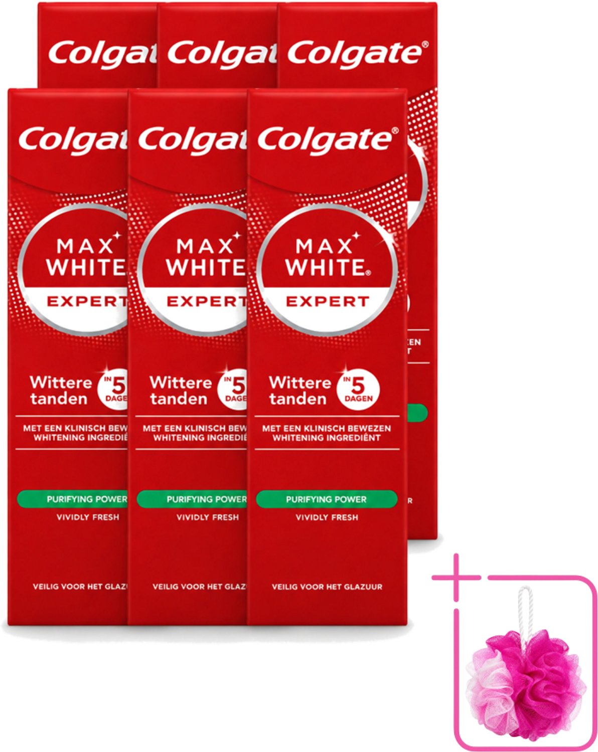 6 x Colgate – Max White Expert Purifying Power – Tandpasta – 75 ml - Bulkverpakking - Tandpasta - Douchemop - Witte tanden