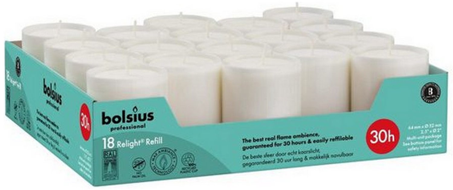 Bolsius | Relight 30 Uur Wit | 4 x 18 stuks