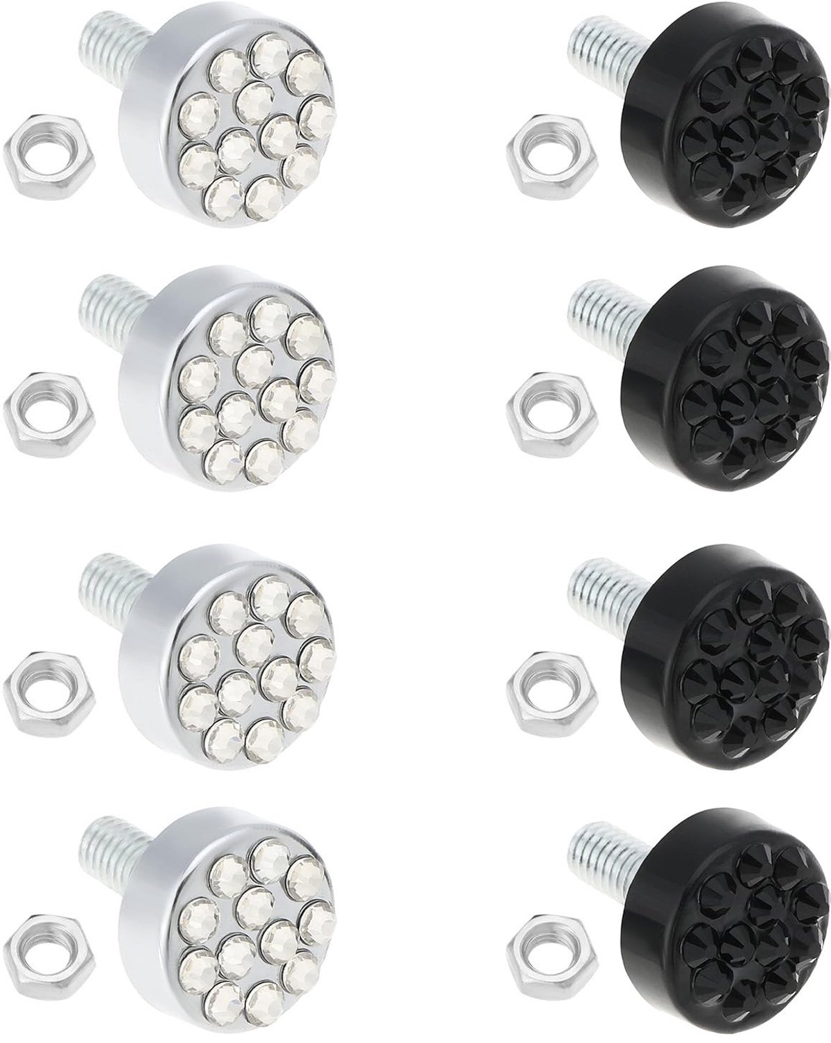 Schroeven Set van 2 - Diefstalbeveiliging - Kentekenplaatschroeven - Glanzend - Diamanten - Roestbestendig - Kentekenplaatbevestiging