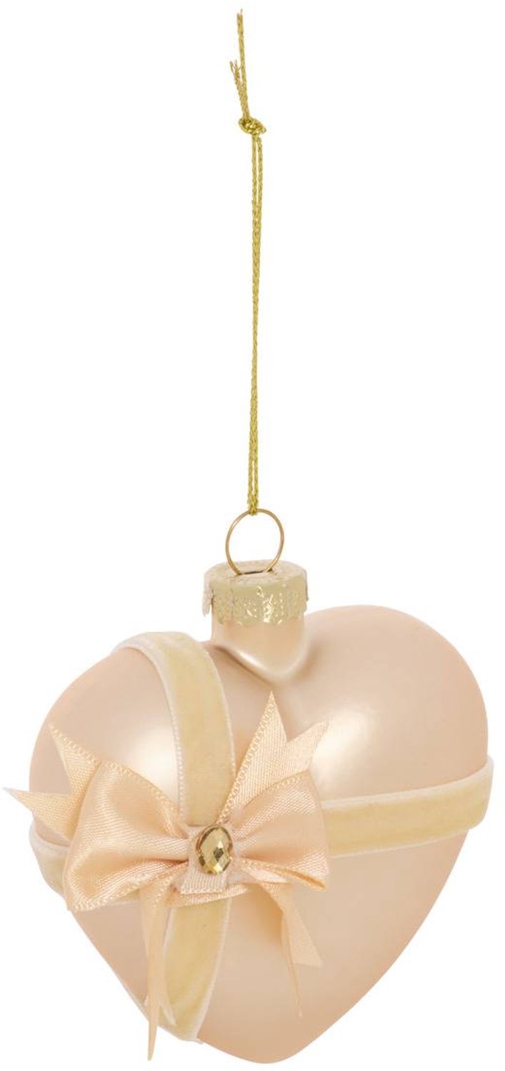 Feeric lights & Christmas Gouden glazen hartvormige dennenboomhanger, 8 cm Dore