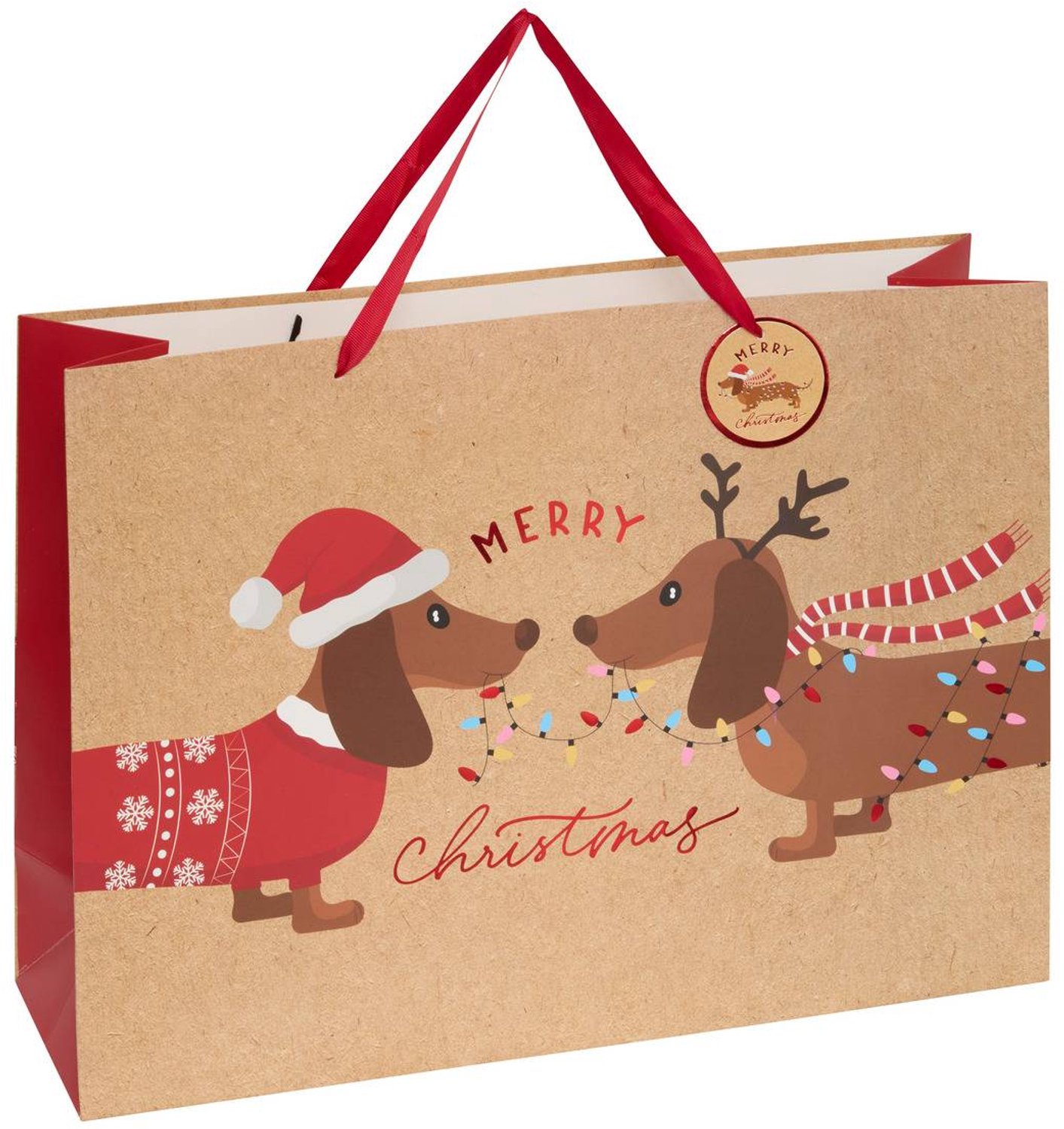 Sac cadeau de Noël motif chien grand modèle