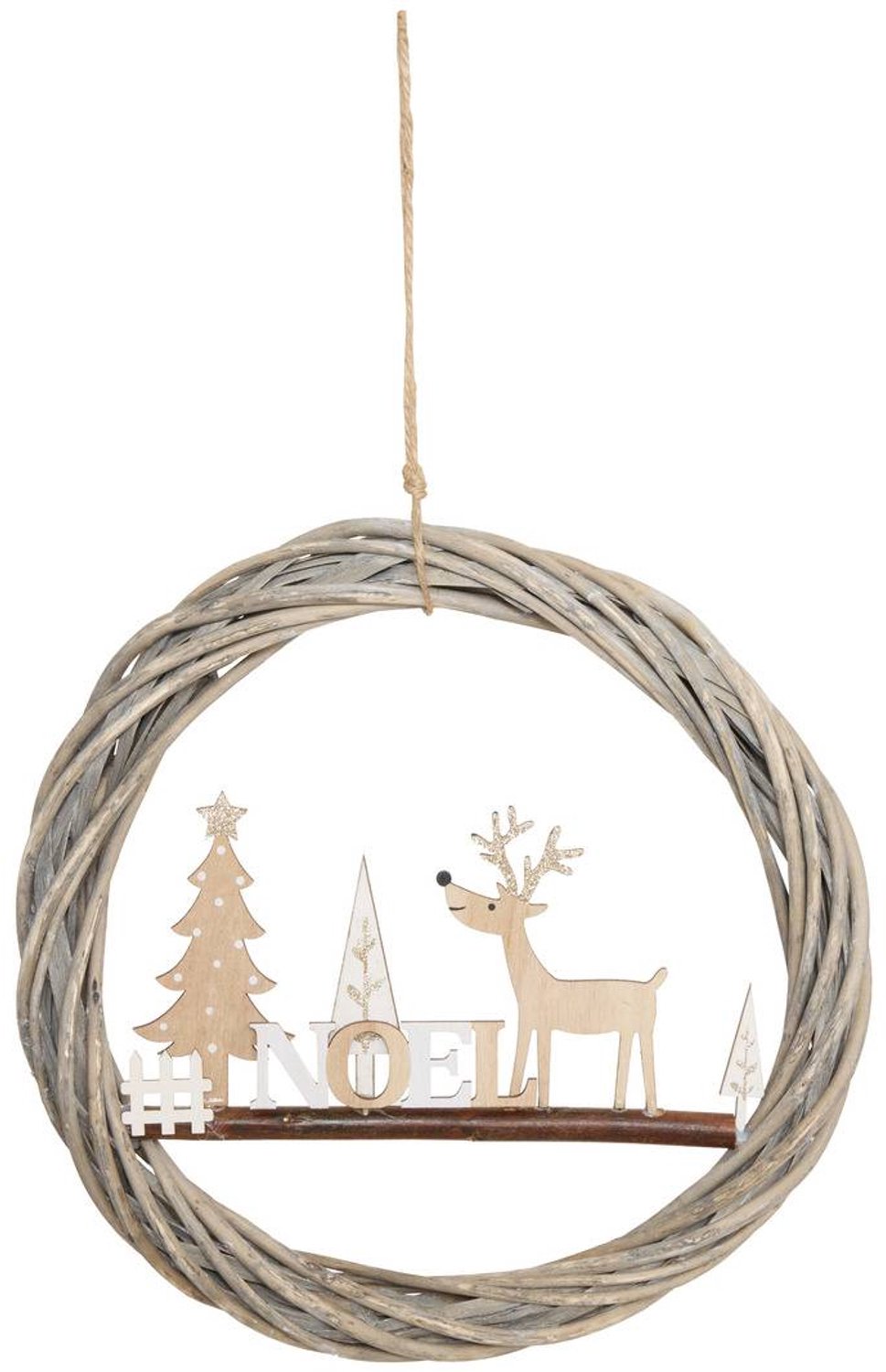 Couronne de Noël ronde à suspendre L. 31 x H. 30 cm