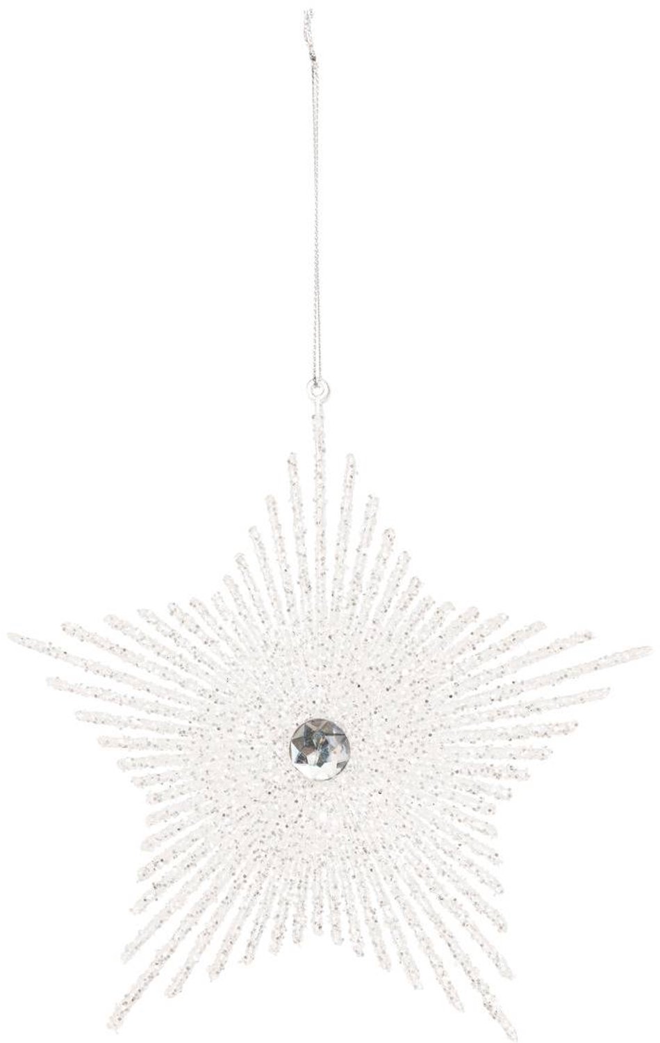 Feeric lights & Christmas Witte plastic kerstster met kralen, 19 cm Blanc