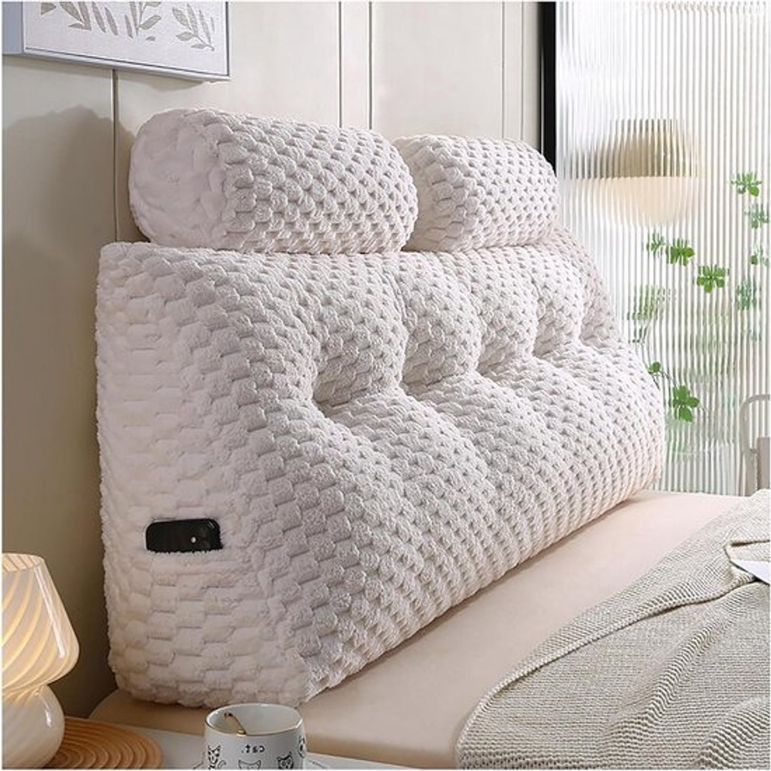Driehoekig Hoofdkussen - Wigkussen Bed - Ontspannen Comfort - Afneembare Hoes - Groot Formaat - Wit