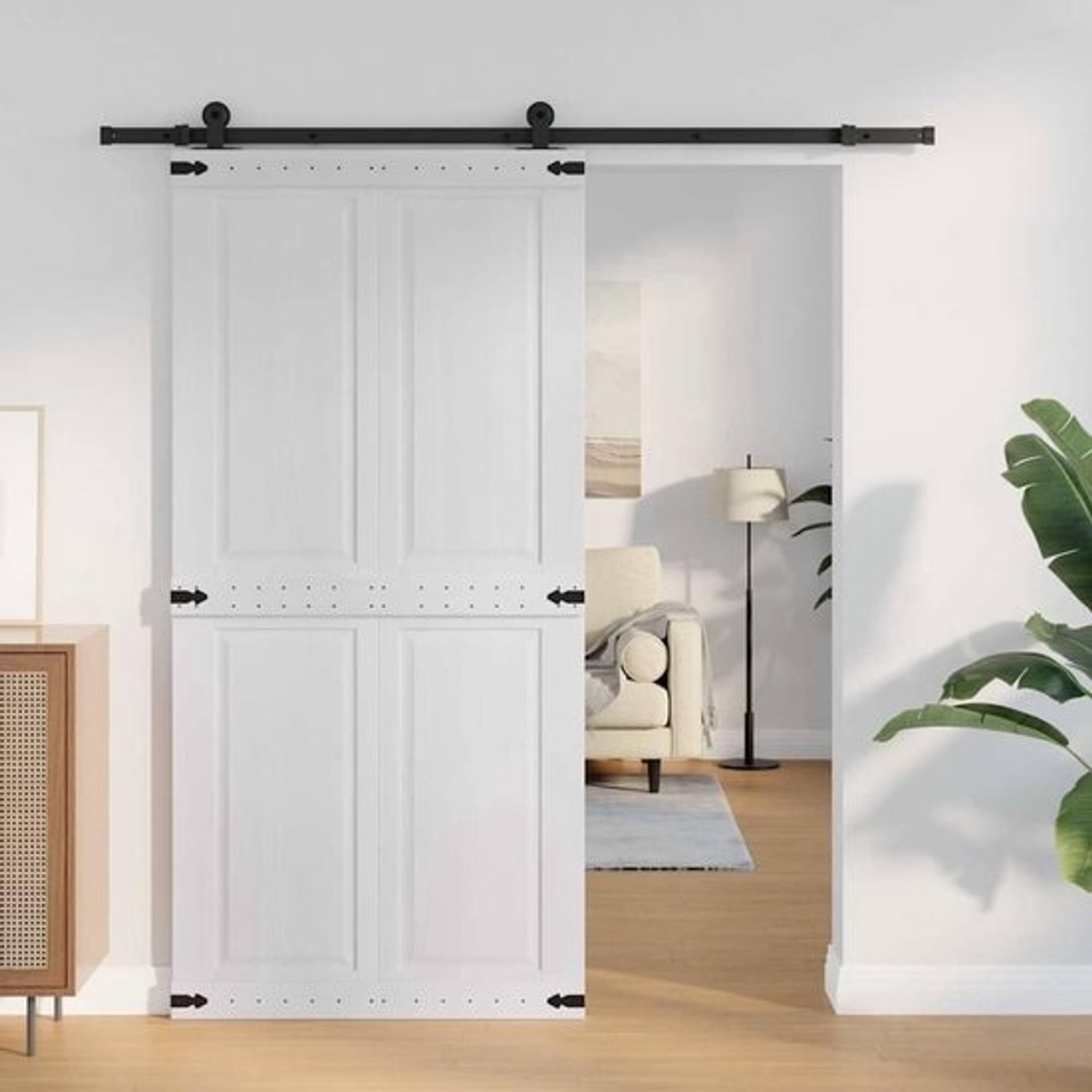 Houten binnendeur - Schuifdeur voor kamers - Ruimtes scheiden - Stabiel en slijtvast - 100 x 210 cm - Wit