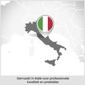 Kaart van Italië met een vlag-icoon, aangevend dat het product is gemaakt in Italië.