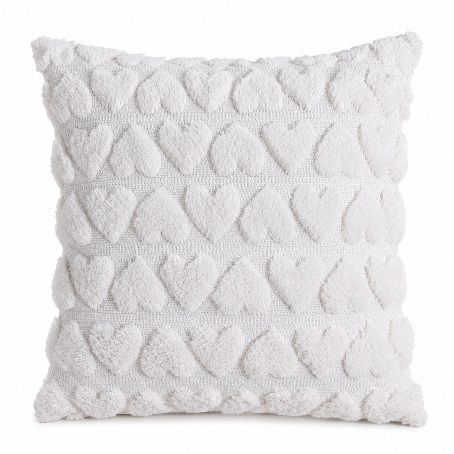 SWGOTA Beige pluchen kussenhoes 45 x 45 cm met hartjes in reliëf - Vierkant, enkelzijdig - Voor bank, stoel en bed - Zonder binnenkussen
