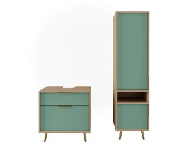 Vicco Badkamermeubelset Kano, Saliegroen/Eiken, 2-delig