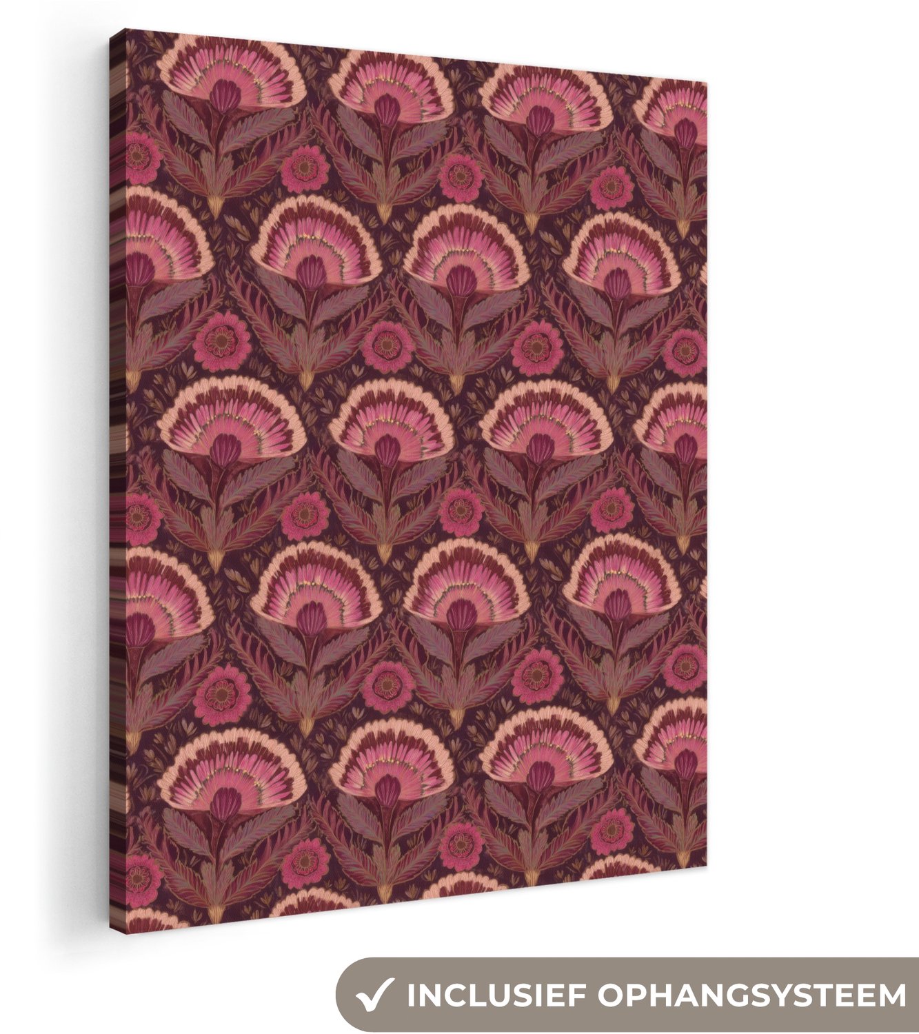 Canvas schilderij 60x80 cm - Exclusieve wanddecoratie Antiek - Bloemen - Kleurrijk - Muurdecoratie woonkamer - Slaapkamer decoratie - Kamer accessoires - Schilderijen op canvas