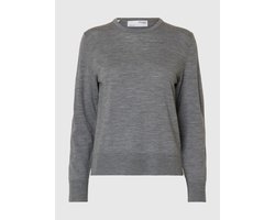 Selected Femme Thea LS Knit Merino O-Neck Noos Medium Grey Melange