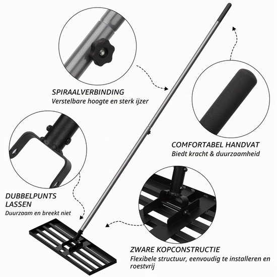 Gazon nivelleerhark - stalen steel - 114 cm werkbreedte — afbeelding 2