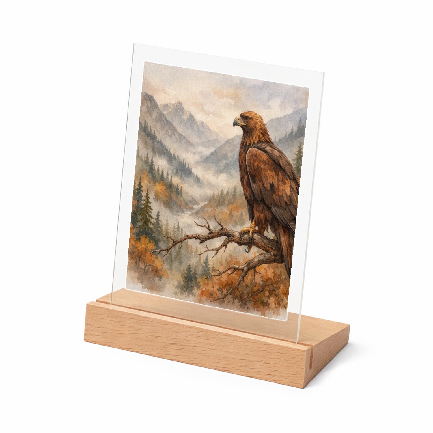 Mr Cadeautjes Glasframe met vaste tekst - design Een decoratieve seizoensscène met een herkenbaar wilddier en | cadeau Wit