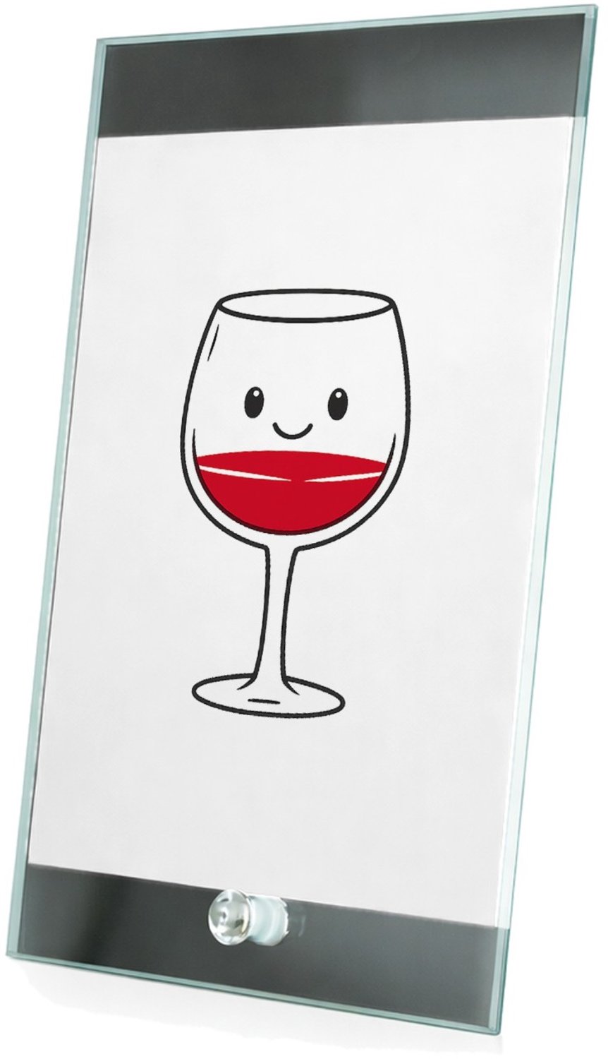 Mr Cadeautjes Glasframe 15 x 23 - design Een minimalistische koffiebeker met een blij gezicht en een | cadeau Wit