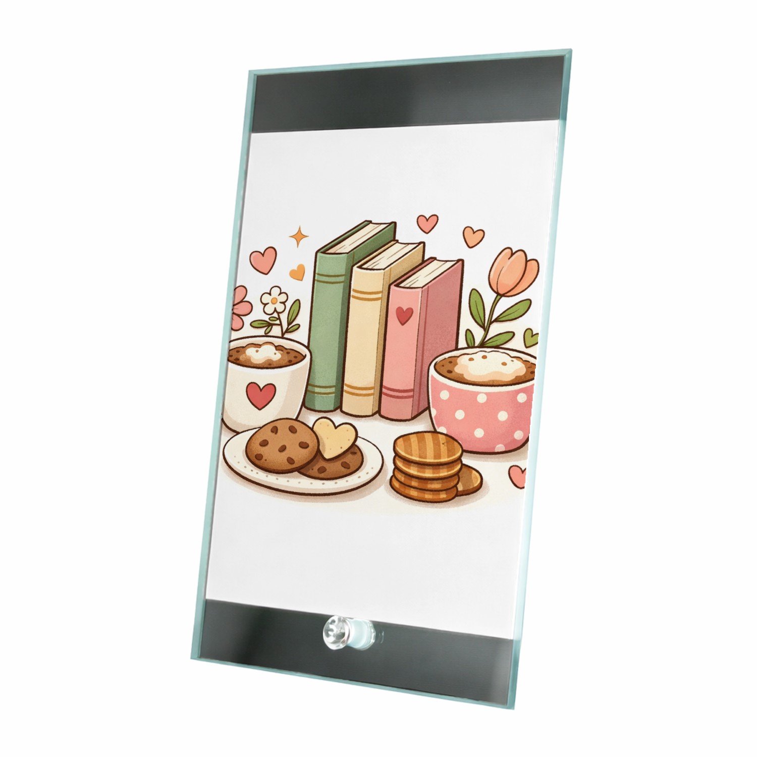 Mr Cadeautjes Glasframe 15 x 23 - design Een lieve, afgeronde centrische illustratie met een verzamel | cadeau Wit