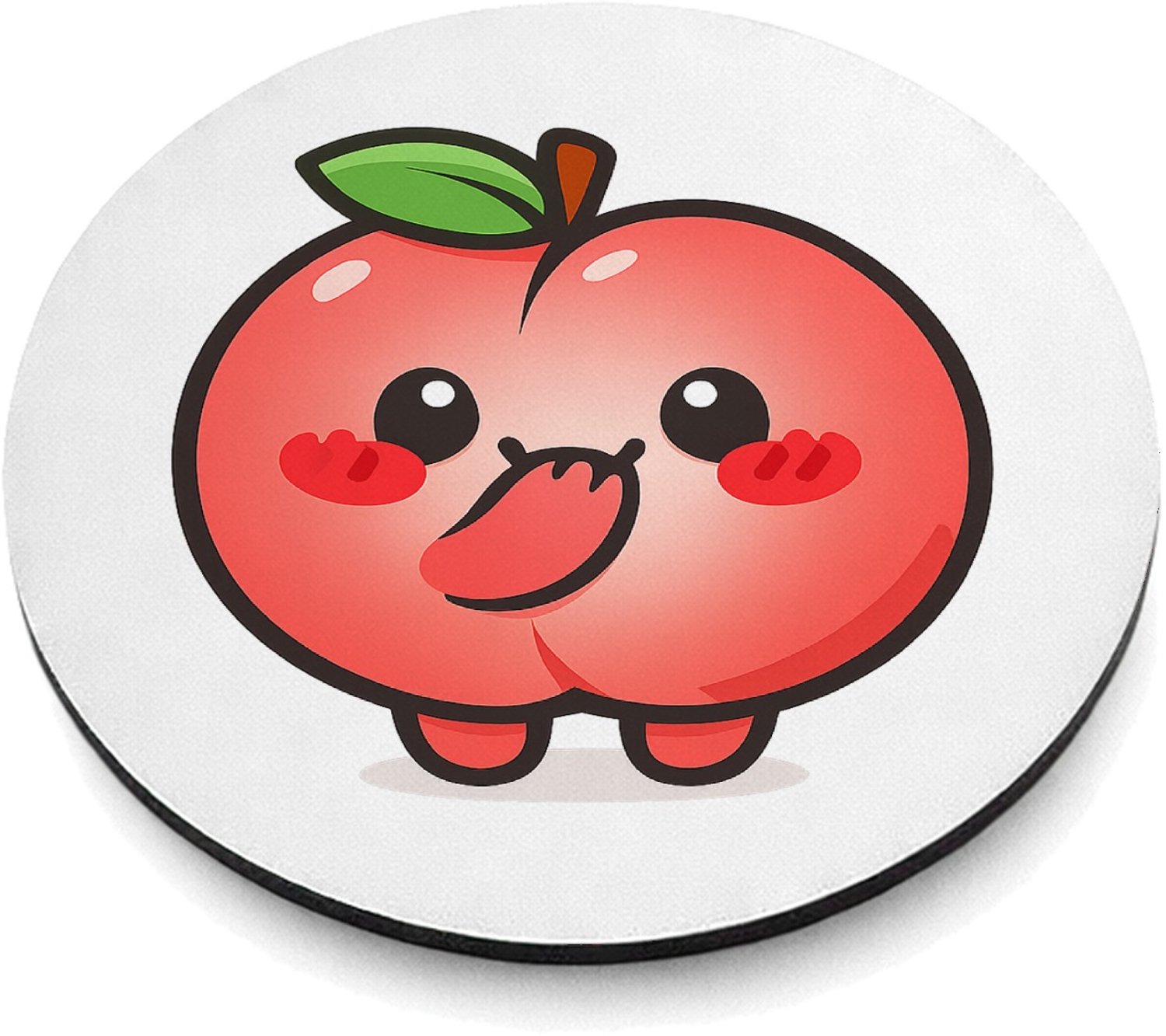 Mr Cadeautjes MDF magnetische fotolijst rond Ø 9,5 - design Een schattige maar een tikje brutale fruitfiguur met een ver | cadeau Wit