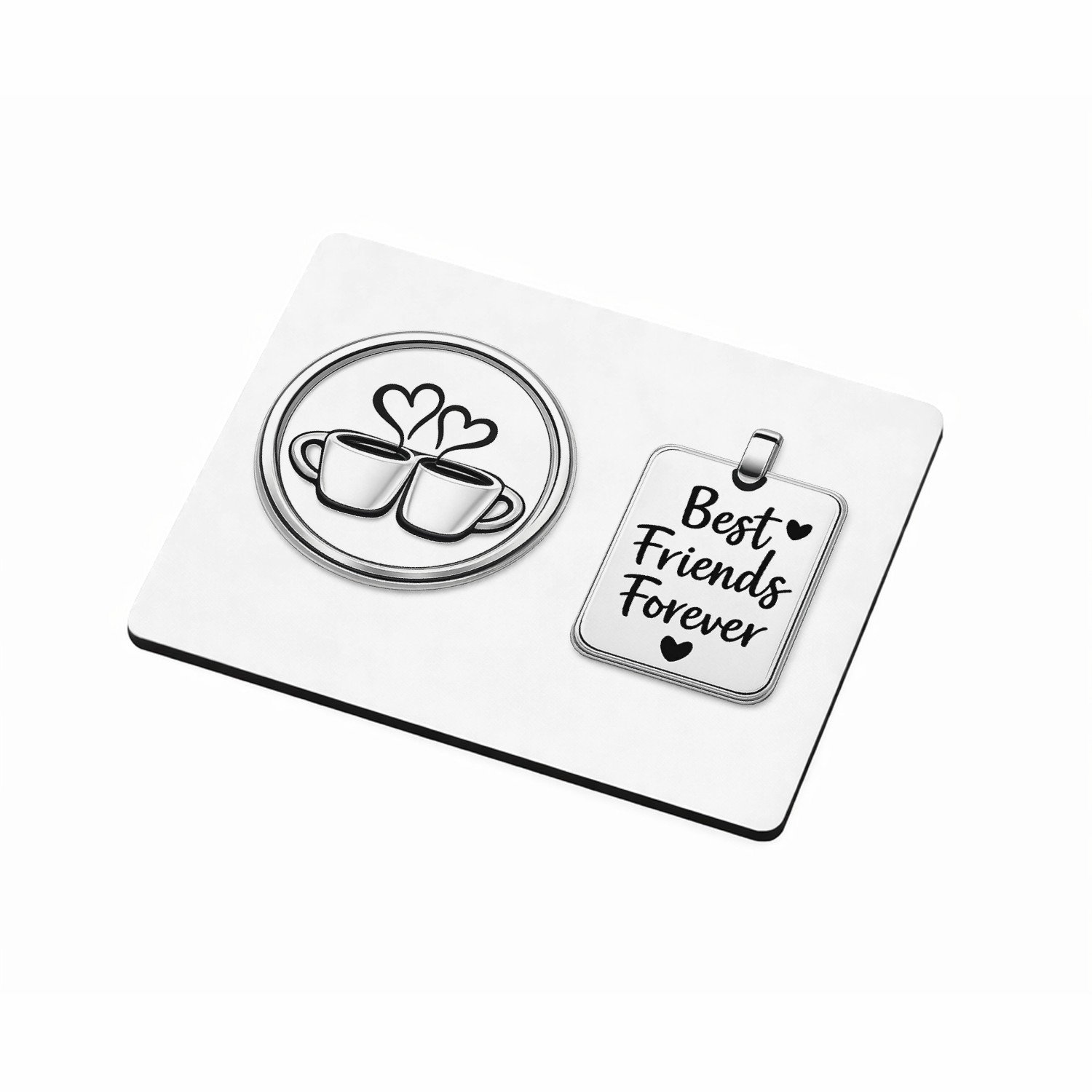 Mr Cadeautjes MDF magnetische fotolijst 9 x 7 - design Een minimalistische vriendschapsbadge met een eenvoudige ill | cadeau Wit