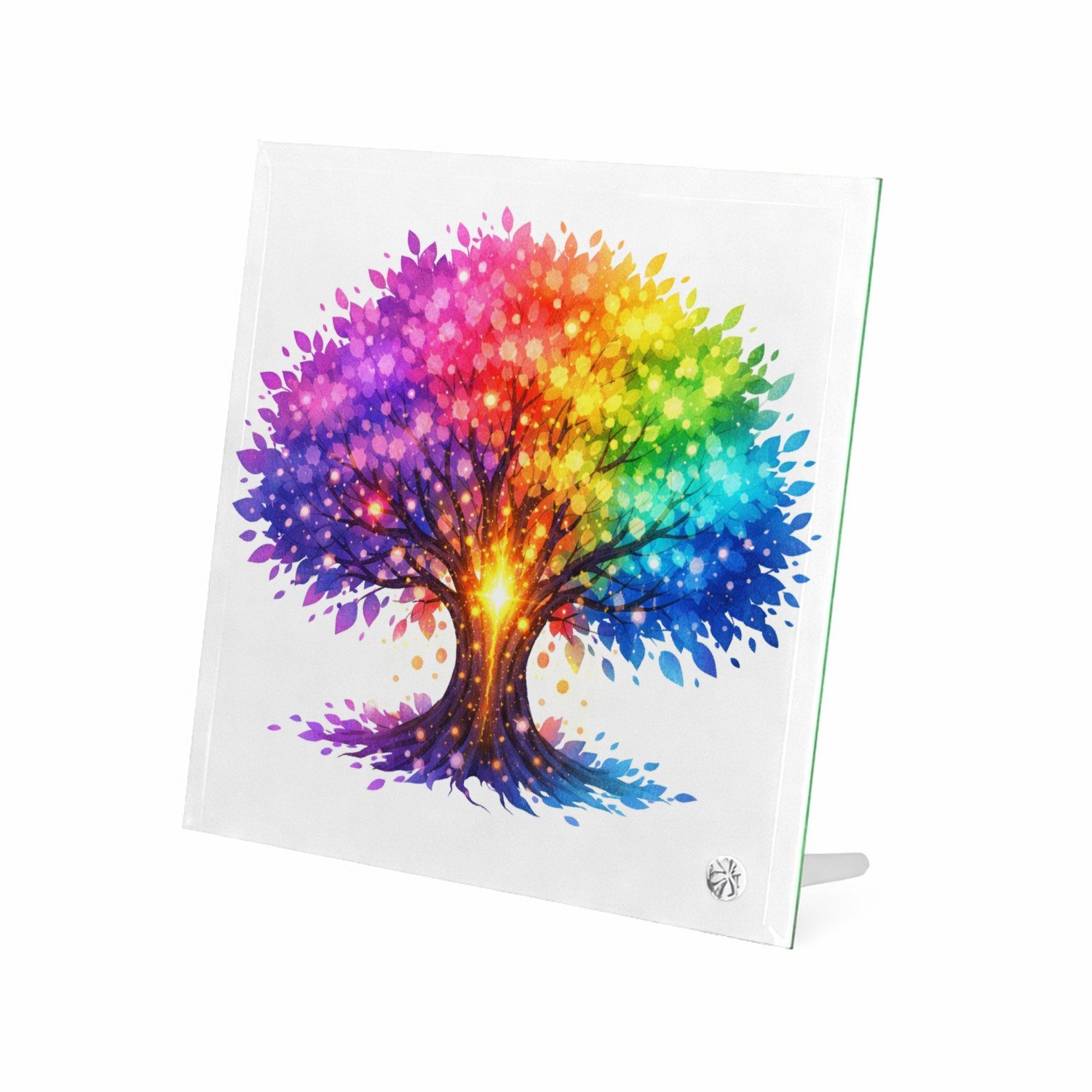 Mr Cadeautjes Glasframe 20 x 20 - design Een fantasierijke vlindercompositie waarin één grote vlinder | cadeau Wit
