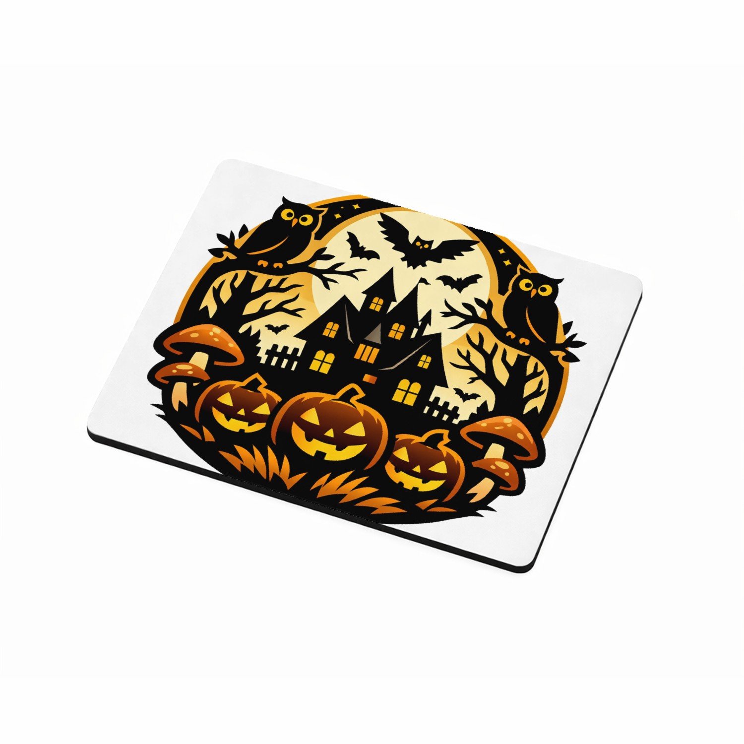 Mr Cadeautjes MDF magnetische fotolijst 9 x 7 - design Een fantasierijke bosscène met een grote maan, uilen en padd | cadeau Wit
